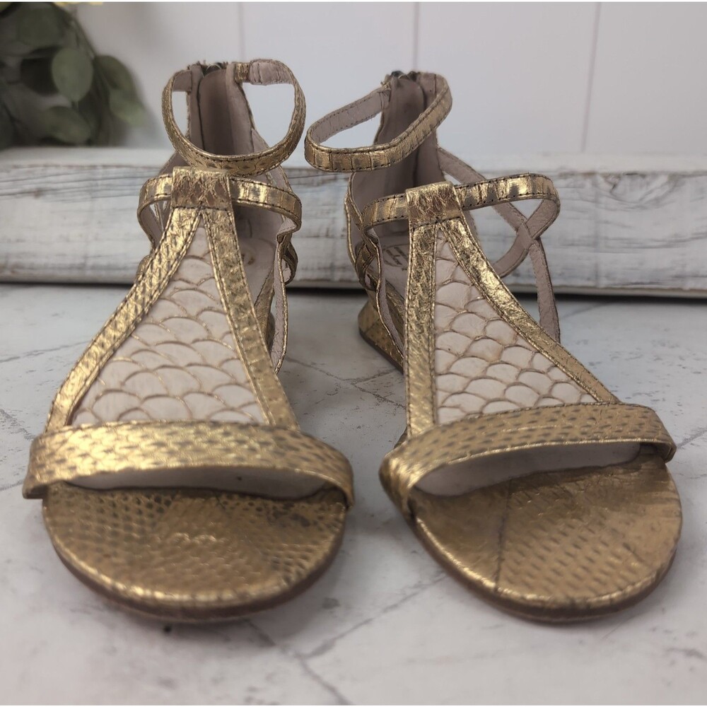 House of Harlow Gold Casmine Gladiator Wedge Sandal Snake Charms Size 6 | 36.5 - Picture 14 of 14